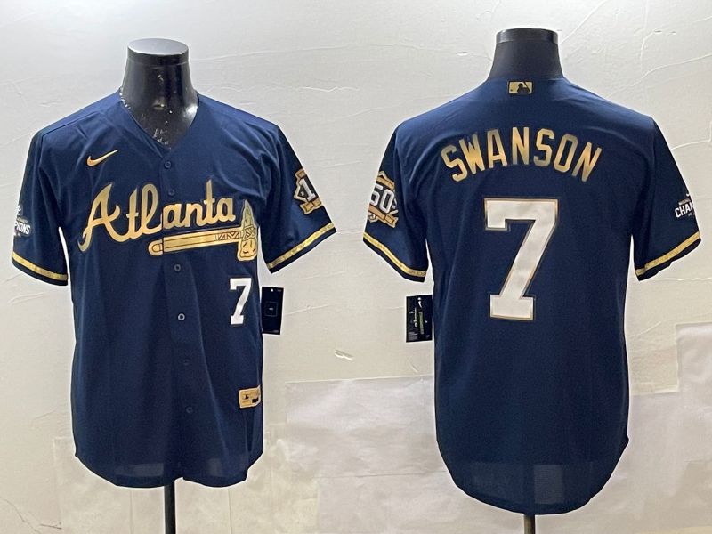 Men Atlanta Braves #7 Swanson Black Gold Game 2025 Nike MLB Jersey style 2->chicago cubs->MLB Jersey